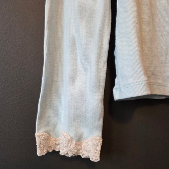 Gilligan & O'Malley Light Blue Lace Trim Tie Front Cardigan Top M Coquette Soft - Picture 4 of 9